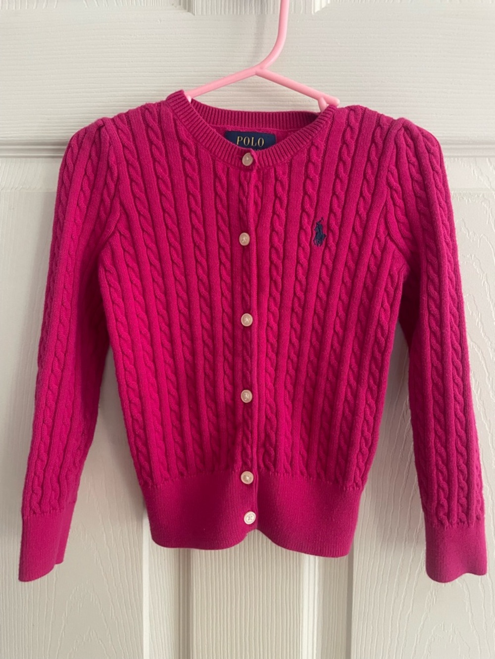 Polo by Ralph Lauren Toddler Girls' Fuchsia Cable-Knit Cardigan